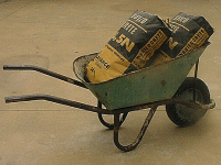 2 x 50kg bags per wheelbarrow.